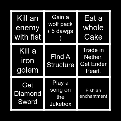 Minecraft Bingo Card