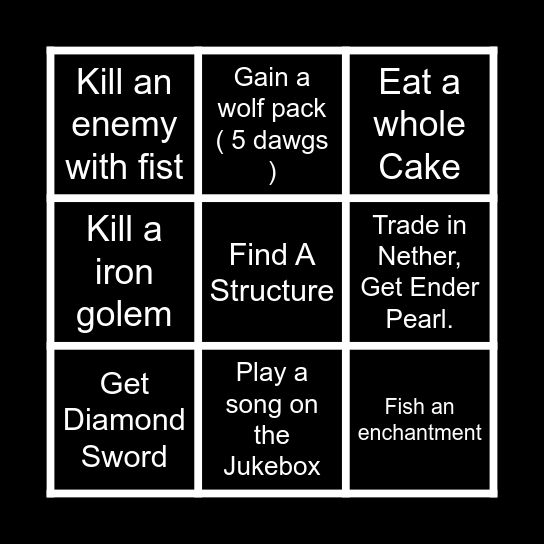 Minecraft Bingo Card