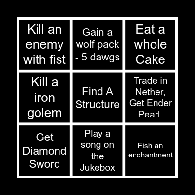 Minecraft Bingo Card