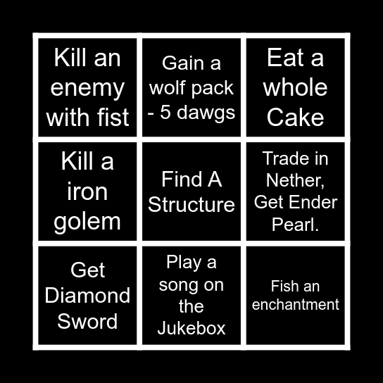 Minecraft Bingo Card