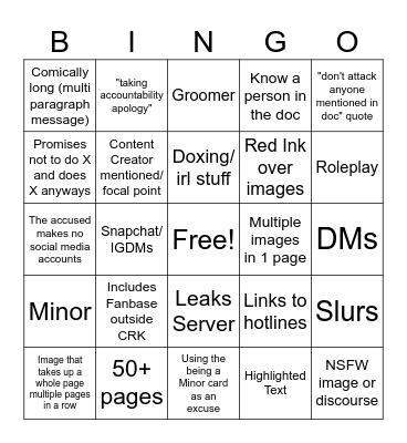 Google Doc Bingo Card
