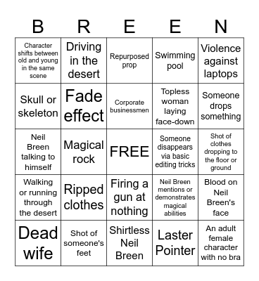 Breengo Bingo Card