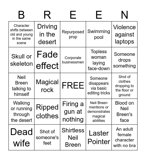 Breengo Bingo Card