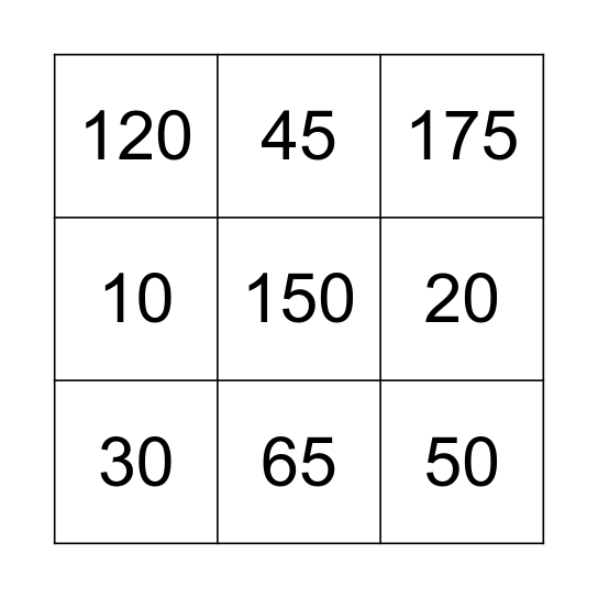 Missing angle bingo Card
