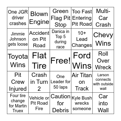 Daytona 500  Bingo Card