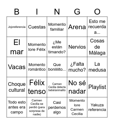 Viaje a Málaga Bingo Card