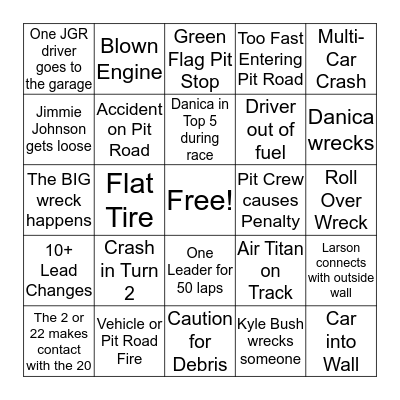 Daytona 500  Bingo Card