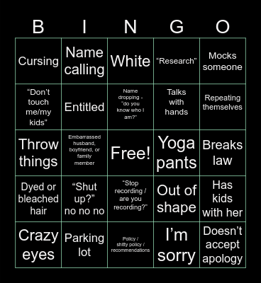 KAREN BINGO Card