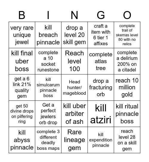 The boys poe2 bingo Card