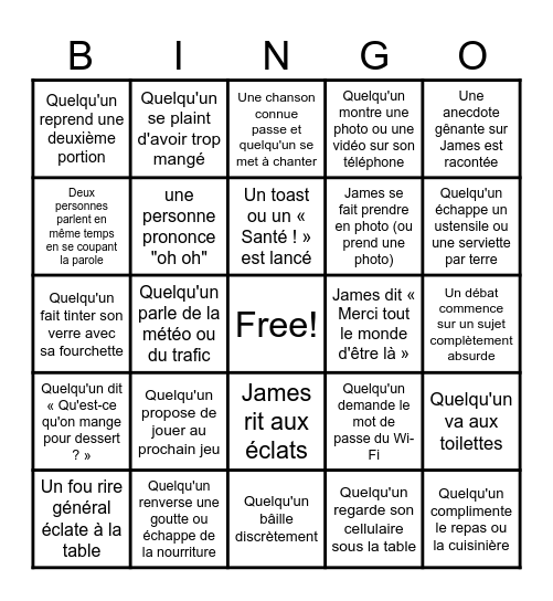 La Soirée de James : Édition Bingo Card