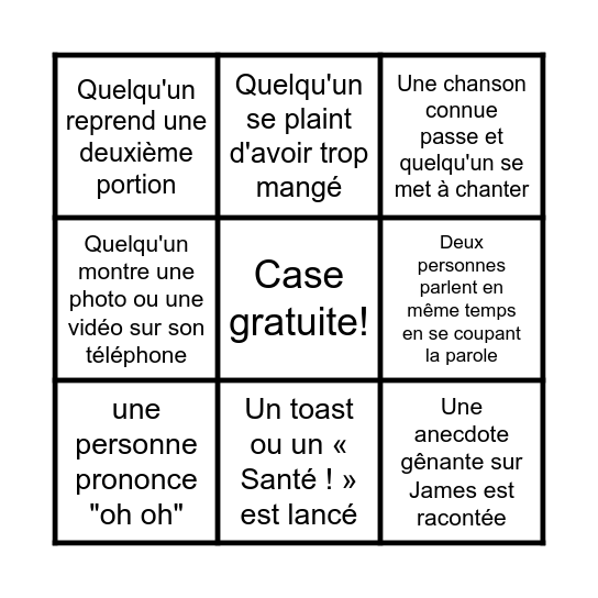 La Soirée de James : Édition Bingo Card