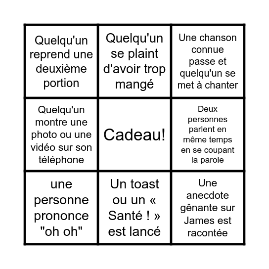 La Soirée de James : Édition Bingo Card