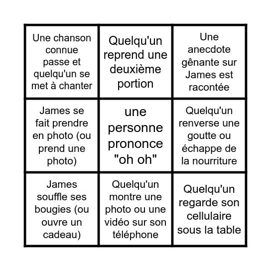 La Soirée de James : Édition Bingo Card