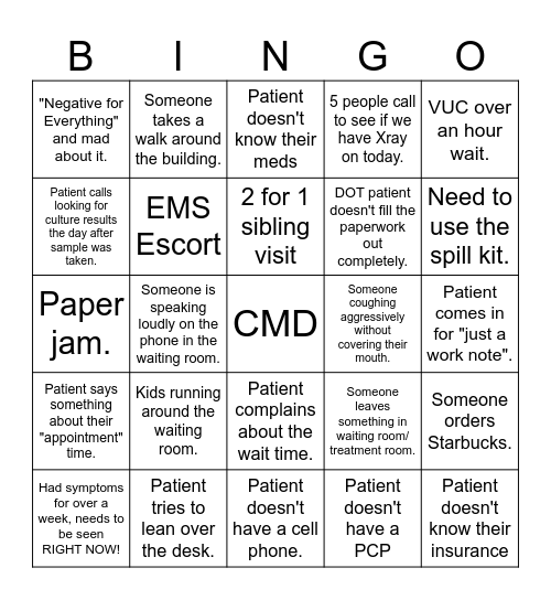 CMD Bingo Card