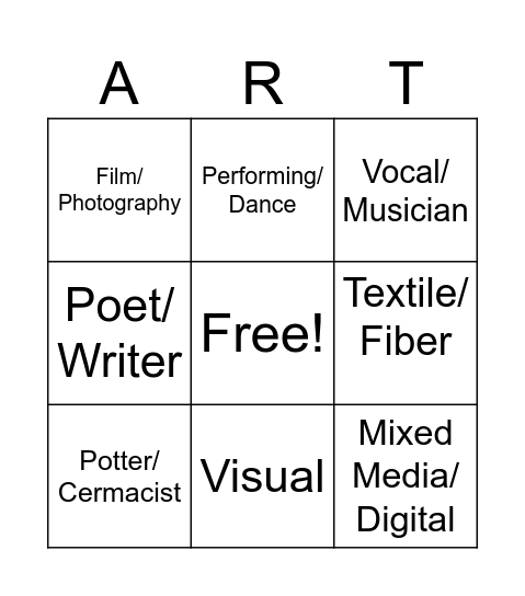Art Social Bingo Card