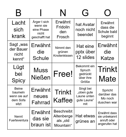 Bingo: Sophs Bingo Card