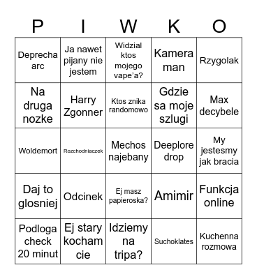 Urouuudzinki Bingo Card