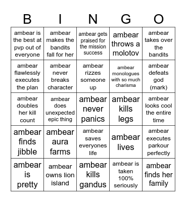 The Ambear Bingo Card