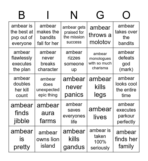 The Ambear Bingo Card