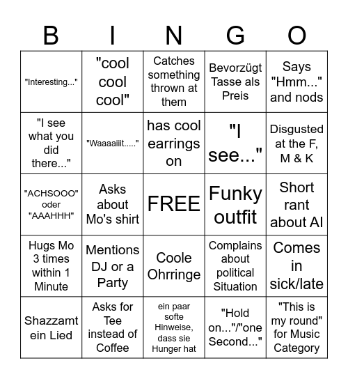 Mo's Bingo. Zieperson: Karen Bingo Card