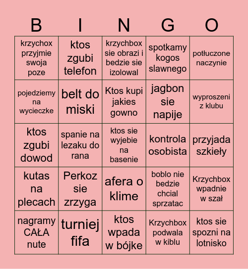 BINGO NA CYPR Bingo Card