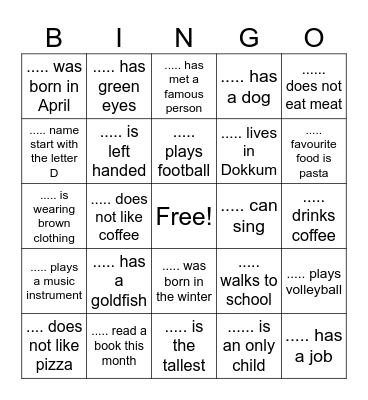 Find someone who.. Bingo Card