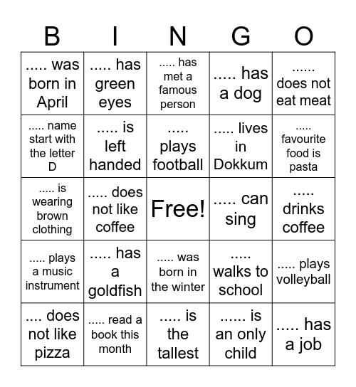 Find someone who.. Bingo Card