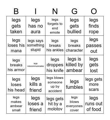 The Legs Bingo Card