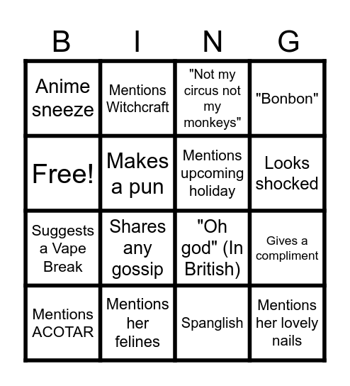 Untitled BingoA Storm of Cats & Broomsticks Bingo Card