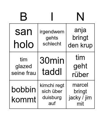 tim rappli Bingo Card