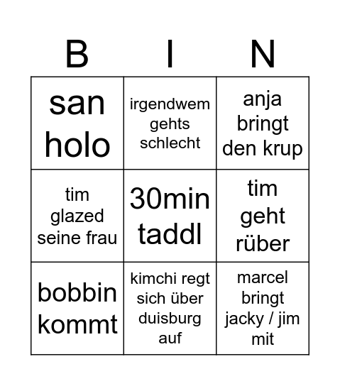 tim rappli Bingo Card