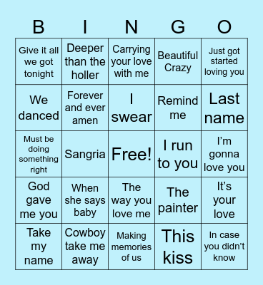 Boots and Bubbly Bingo Card