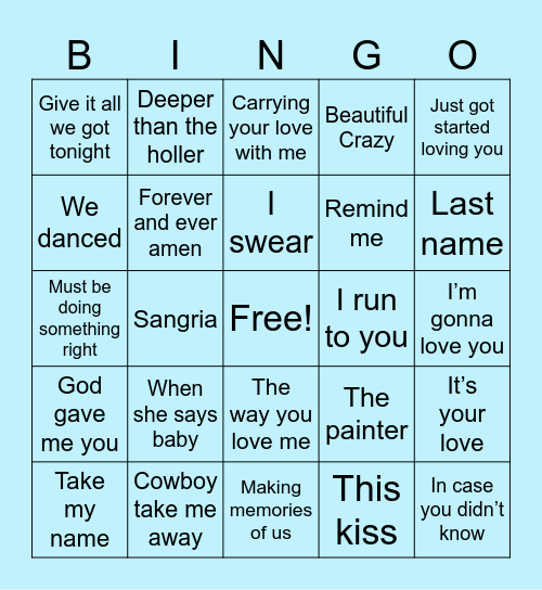 Boots and Bubbly Bingo Card
