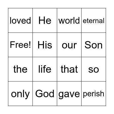 John 3:16 Bingo Card