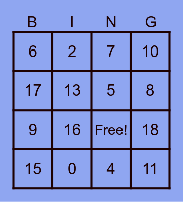 BINGO Card