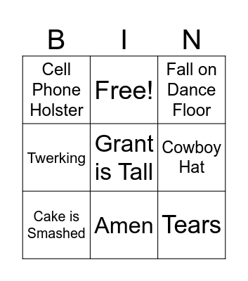 Wedding Bingo Card