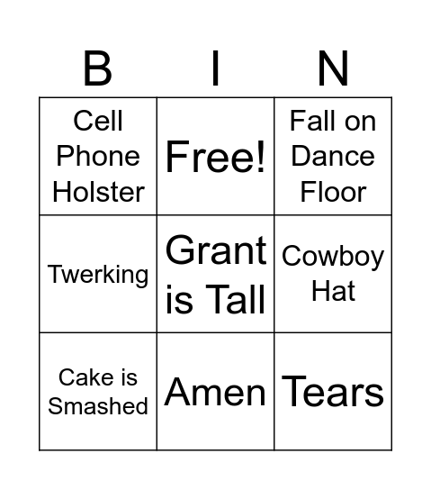Wedding Bingo Card
