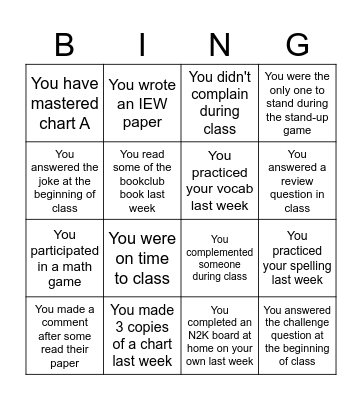 Essentials Incentives Bingo Card