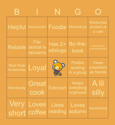 TAOHK&I Kinnies - Tenorikuma Bingo Card