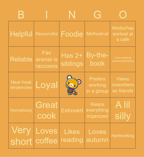 TAOHK&I Kinnies - Tenorikuma Bingo Card