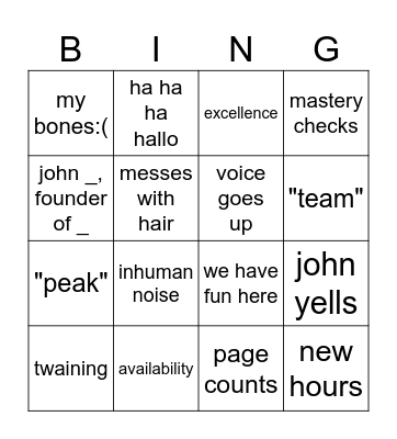 Bingnasium Bingo Card