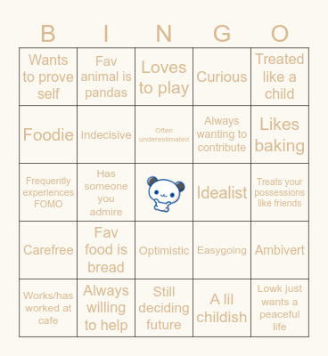 TAOHK&I Kinnies - Pankunchi Bingo Card