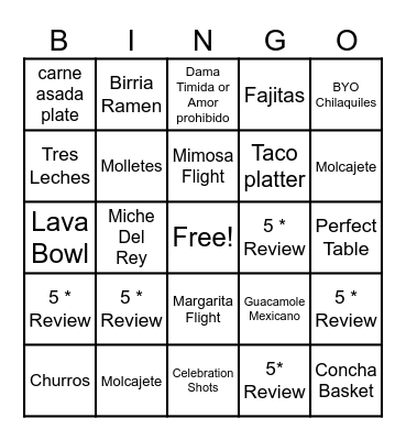 Sabado Bingo Card