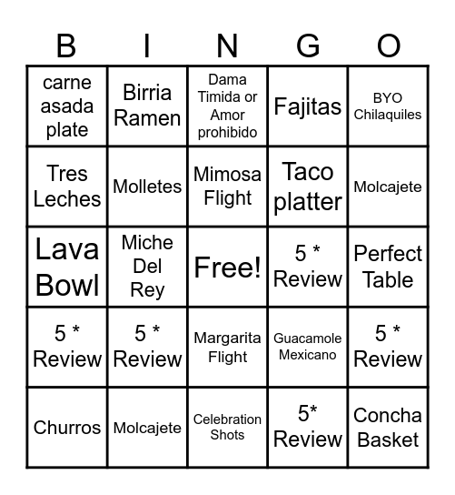 Sabado Bingo Card