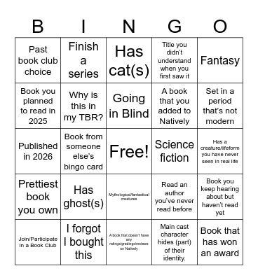 2026 Bingo Reading Challenge Bingo Card