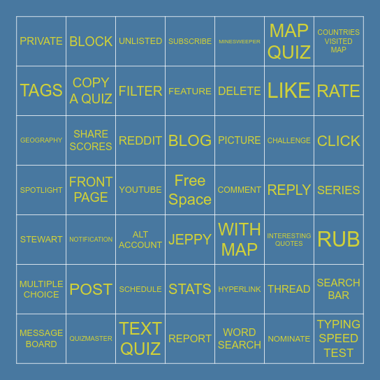 JetPunk Bingo Card
