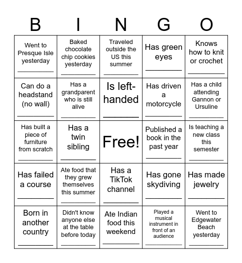 Meet Your Colleagues Bingo Card