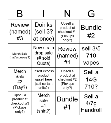 Bongo (Minus the O) Bingo Card