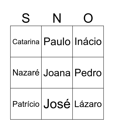 BINGO CRISMA DE JOVENS Bingo Card
