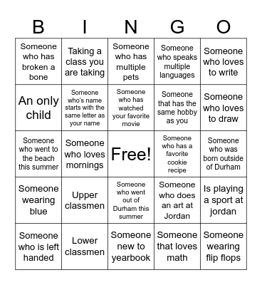 Yearbook! Bingo Card